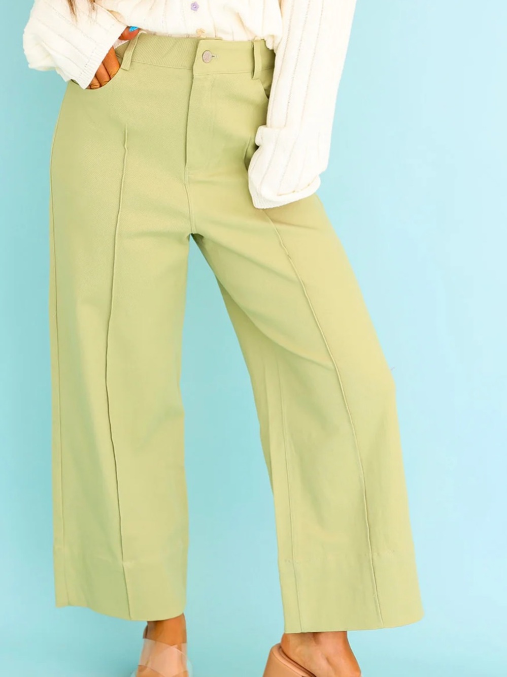 Pistachio Wide Leg cotton Pants